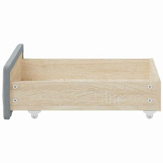 Opberglades bed 2 st bewerkt hout bewerkt hout stof lichtgrijs 5
