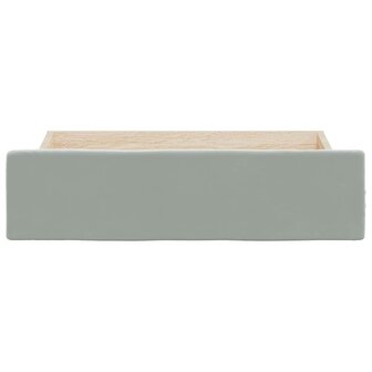 Opberglades bed 2 st bewerkt hout en fluweel lichtgrijs 4