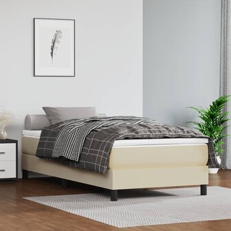 Bedframe kunstleer cr&egrave;mekleurig 80x200 cm 1