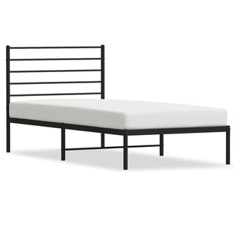 Bedframe met hoofdbord metaal zwart 75x190 cm 2