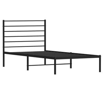 Bedframe met hoofdbord metaal zwart 75x190 cm 4