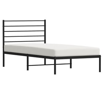 Bedframe met hoofdbord metaal zwart 75x190 cm 5