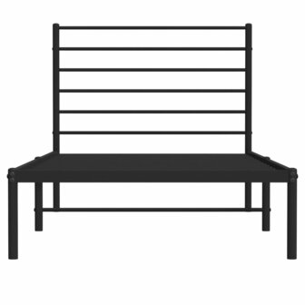 Bedframe met hoofdbord metaal zwart 75x190 cm 6