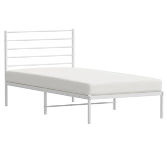 Bedframe met hoofdbord zonder matras metaal wit 75x190 cm 5