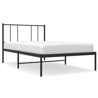 Bedframe met hoofdbord metaal zwart 75x190 cm 2