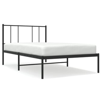 Bedframe met hoofdbord metaal zwart 80x200 cm 2
