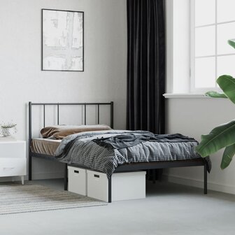 Bedframe met hoofdbord metaal zwart 80x200 cm 4