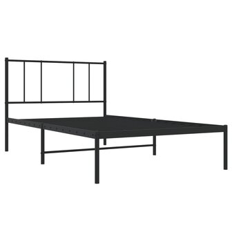 Bedframe met hoofdbord metaal zwart 90x190 cm 3
