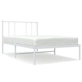 Bedframe met hoofdbord zonder matras metaal wit 75x190 cm 2