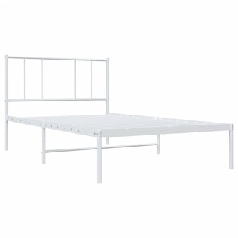 Bedframe met hoofdbord metaal wit 80x200 cm 3