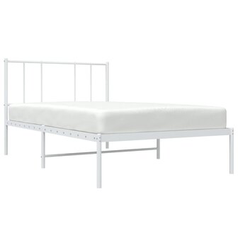 Bedframe met hoofdbord metaal wit 80x200 cm 5