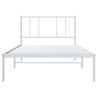 Bedframe met hoofdbord metaal wit 80x200 cm 6