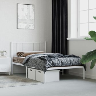 Bedframe met hoofdbord metaal wit 90x190 cm 1