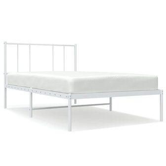 Bedframe met hoofdbord metaal wit 90x190 cm 2