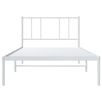Bedframe met hoofdbord metaal wit 90x190 cm 6