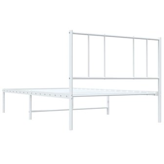 Bedframe met hoofdbord metaal wit 90x190 cm 8