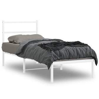 Bedframe met hoofdbord zonder matras metaal wit 75x190 cm 1