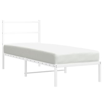 Bedframe met hoofdbord zonder matras metaal wit 75x190 cm 2