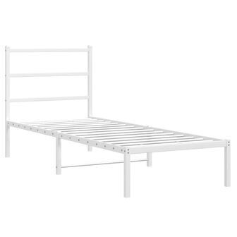 Bedframe met hoofdbord zonder matras metaal wit 75x190 cm 3