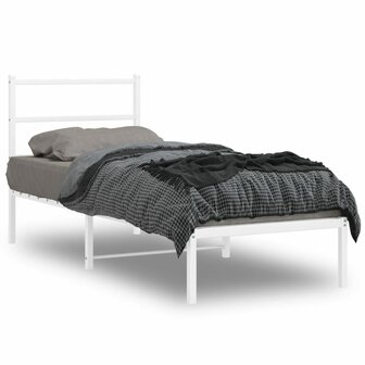 Bedframe met hoofdbord metaal wit 80x200 cm 1