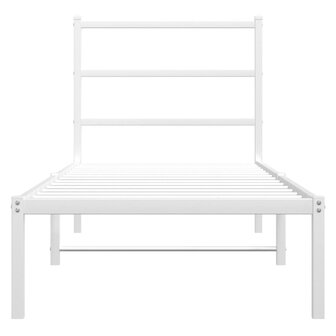 Bedframe met hoofdbord metaal wit 80x200 cm 5
