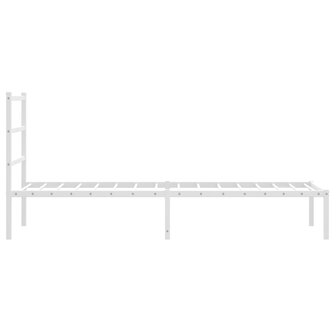 Bedframe met hoofdbord metaal wit 80x200 cm 6