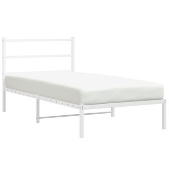 Bedframe met hoofdbord metaal wit 100x190 cm 2