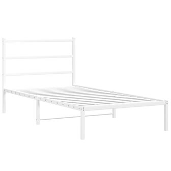 Bedframe met hoofdbord metaal wit 100x190 cm 3