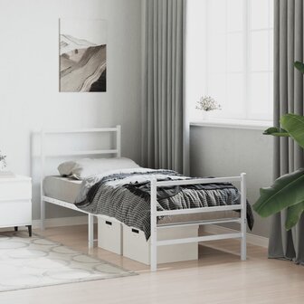 Bedframe met hoofd- en voeteneinde&nbsp;metaal wit 75x190 cm 4