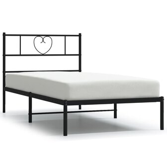 Bedframe met hoofdbord metaal zwart 80x200 cm 2