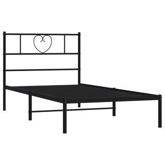 Bedframe met hoofdbord metaal zwart 80x200 cm 4