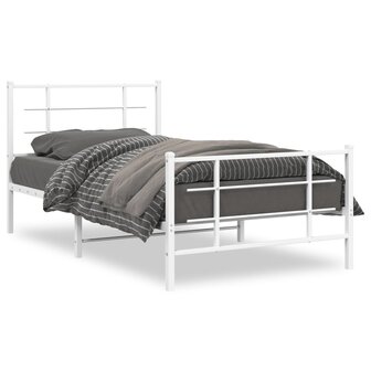 Bedframe met hoofd- en voeteneinde metaal wit 100x190 cm 2