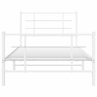 Bedframe met hoofd- en voeteneinde metaal wit 100x190 cm 5