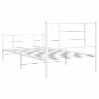 Bedframe met hoofd- en voeteneinde metaal wit 100x190 cm 7