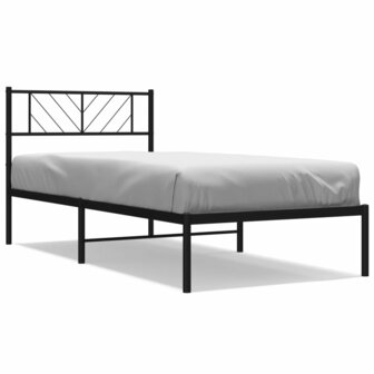 Bedframe met hoofdbord metaal zwart 80x200 cm 2
