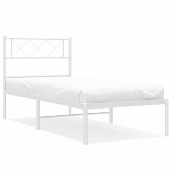 Bedframe met hoofdbord metaal wit 80x200 cm 2