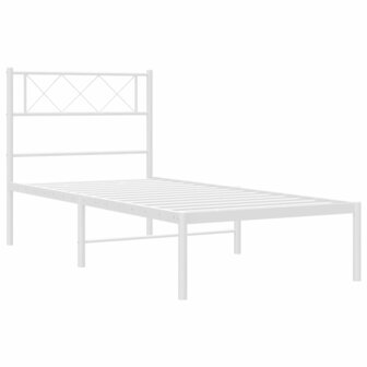 Bedframe met hoofdbord metaal wit 80x200 cm 4
