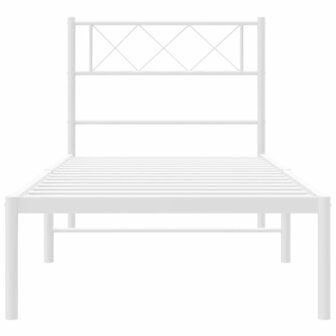 Bedframe met hoofdbord metaal wit 80x200 cm 5