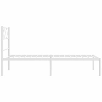 Bedframe met hoofdbord metaal wit 80x200 cm 6