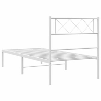 Bedframe met hoofdbord metaal wit 80x200 cm 7