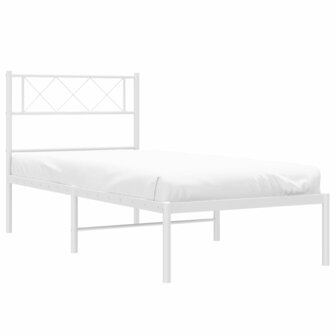 Bedframe met hoofdbord metaal wit 90x200 cm 3
