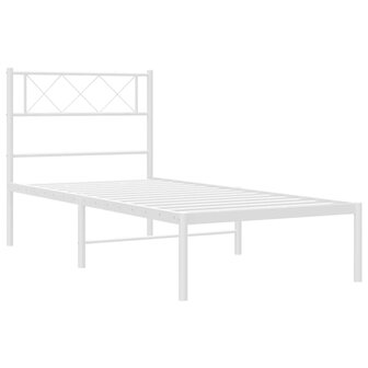 Bedframe met hoofdbord metaal wit 90x200 cm 4