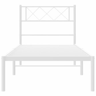 Bedframe met hoofdbord metaal wit 90x200 cm 5