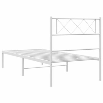 Bedframe met hoofdbord metaal wit 90x200 cm 7