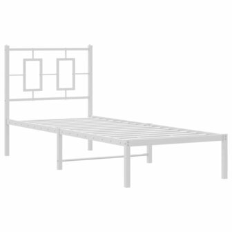 Bedframe met hoofdbord metaal wit 80x200 cm 3