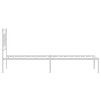 Bedframe met hoofdbord metaal wit 80x200 cm 6