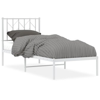 Bedframe met hoofdbord zonder matras metaal wit 75x190 cm 2