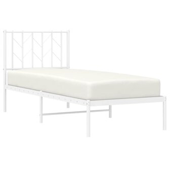 Bedframe met hoofdbord zonder matras metaal wit 75x190 cm 3