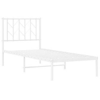 Bedframe met hoofdbord zonder matras metaal wit 75x190 cm 4