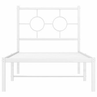 Bedframe met hoofdbord zonder matras metaal wit 75x190 cm 5